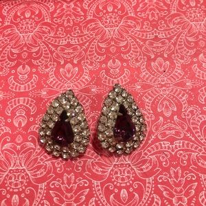 Vintage purple and crystal earrings, 1993.